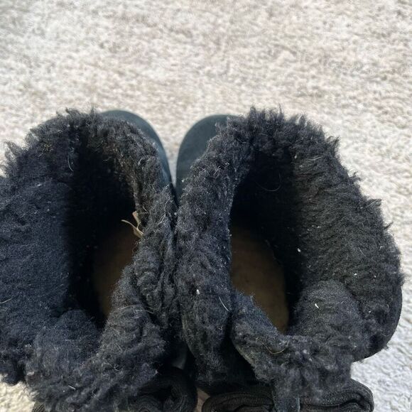 Ugg Mini Bailey Corduroy Bow Black Boots - Picture 4 of 6
